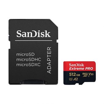 SanDisk Extreme Pro MicroSDXC 512GB UHS-I U3 A2 V30 + SD Adapter SDSQXCD-512G-GN6MA