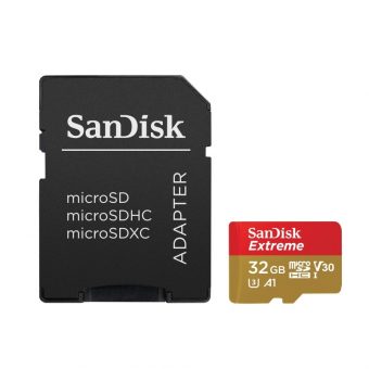 SanDisk Extreme MicroSDHC 32GB UHS-I U3 A1 V30 + SD Adapter SDSQXAF-032G-GN6MA