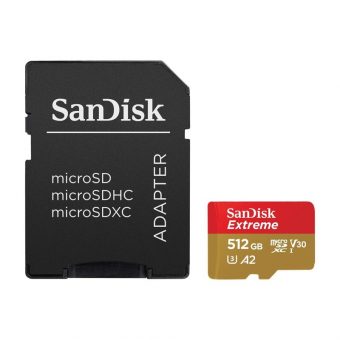 SanDisk Extreme MicroSDXC 512GB UHS-I U3 A2 V30 + SD Adapter SDSQXAV-512G-GN6MA