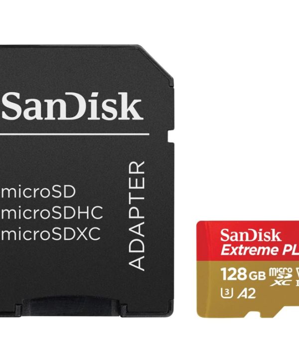 SanDisk Extreme Plus MicroSDXC 128GB UHS-I U3 A2 V30 + SD Adapter SDSQXAA-128G-GN6AA