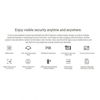 Ezviz DP2C Smart Wire-free Peephole Doorbell CS-DP2C-A0-6E2WPFBS - Image 3