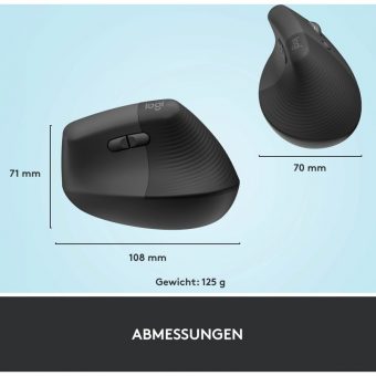 Logitech Lift for Business Right Vertical Ergonomic Wireless Mouse Graphite Black 910-006494 - Image 10
