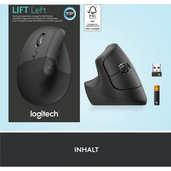 Logitech Lift for Business Left Vertical Ergonomic Wireless Mouse Graphite Black 910-006495 - Image 7