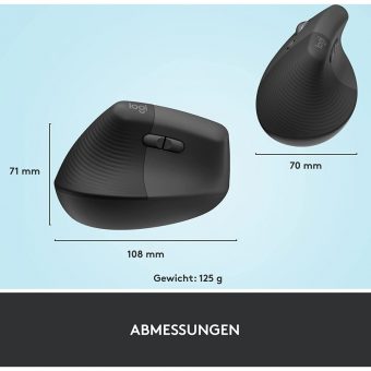 Logitech Lift for Business Left Vertical Ergonomic Wireless Mouse Graphite Black 910-006495 - Image 10