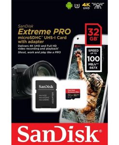 SanDisk Extreme Pro MicroSDHC 32GB UHS-I U3 A1 V30 + SD Adapter SDSQXCG-032G-GN6MA
