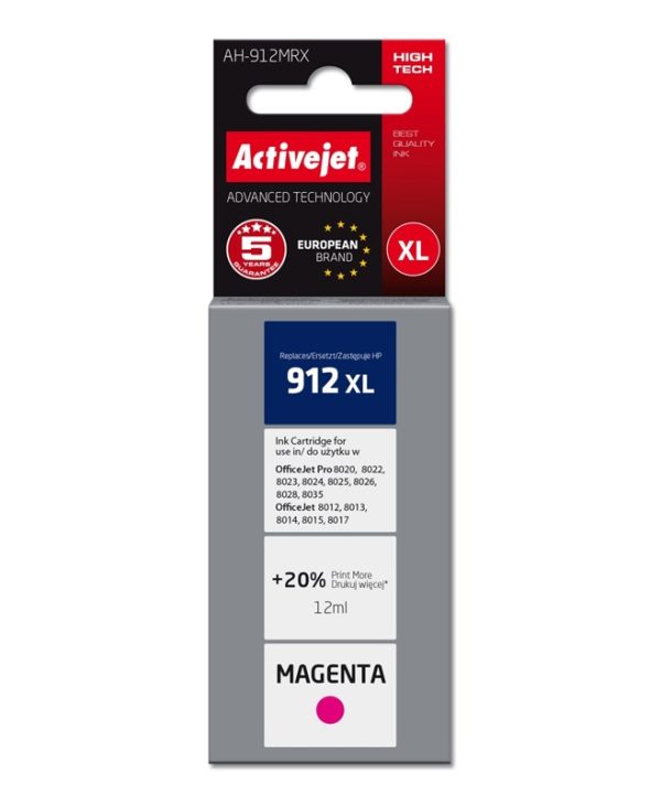 Activejet AH-912MRX Ink for HP 912XL 3YL82AE Purple 990 pgs