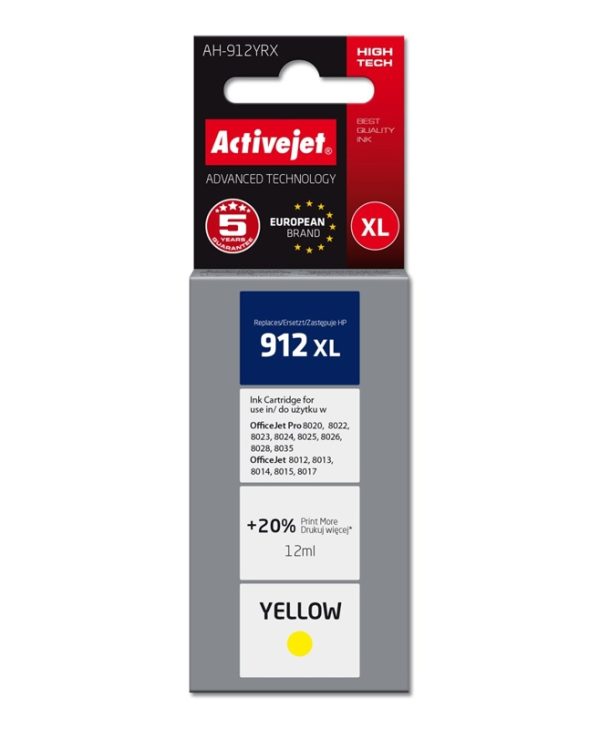 Activejet AH-912YRX Ink for HP 912XL 3YL83AE Yellow 990 pgs