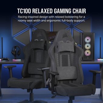 Corsair TC100 Relaxed Fabric Gaming Chair Black/Grey CF-9010052-WW - Image 11
