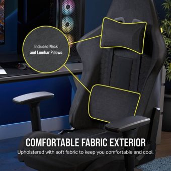 Corsair TC100 Relaxed Fabric Gaming Chair Black/Grey CF-9010052-WW - Image 12