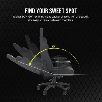 Corsair TC100 Relaxed Fabric Gaming Chair Black/Grey CF-9010052-WW - Image 14