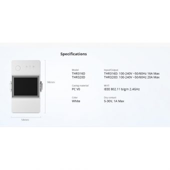 Sonoff Smart Temperature and Humidity Control Switch White THR320D - Image 2