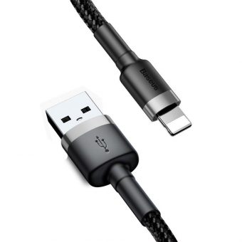 Baseus Cafule Braided Cable USB 2.0 Male to Lightning 2m Black Grey CALKLF-CG1