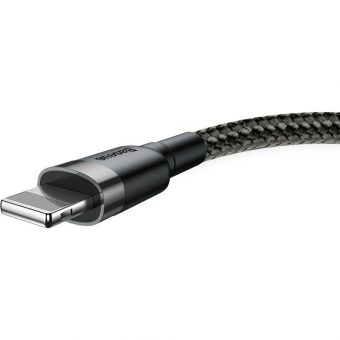 Baseus Cafule Braided Cable USB 2.0 Male to Lightning 2m Black Grey CALKLF-CG1 - Image 3