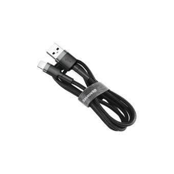 Baseus Cafule Braided Cable USB 2.0 Male to Lightning 2m Black Grey CALKLF-CG1 - Image 4