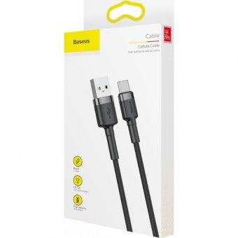 Baseus Cafule Braided Cable USB 2.0 Male to Lightning 2m Black Grey CALKLF-CG1 - Image 5