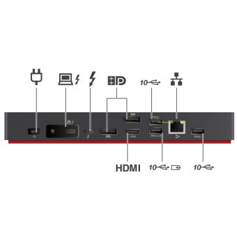 Lenovo ThinkPad Thunderbolt 4 Workstation Dock 135W PD Black 40B00135EU - Image 7