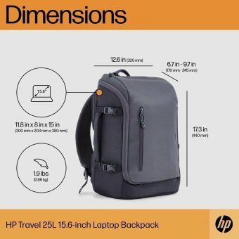 HP Travel 15.6 Backpack Iron Grey 6B8U4AA - Image 8