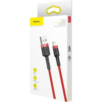 Baseus CALKLF-B09  Cafule Cable USB to Lightning Cable 2.4A 1.2m Red - Image 3