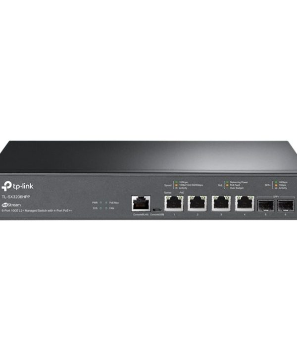 TP-Link JetStream 10GBit PoE++ 4-Port+ 2xSFP+ Rackmount Managed Switch TL-SX3206HPP V1
