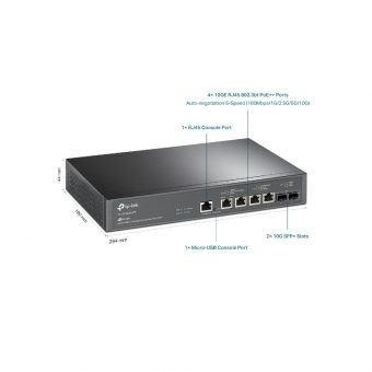 TP-Link JetStream 10GBit PoE++ 4-Port+ 2xSFP+ Rackmount Managed Switch TL-SX3206HPP V1 - Image 4