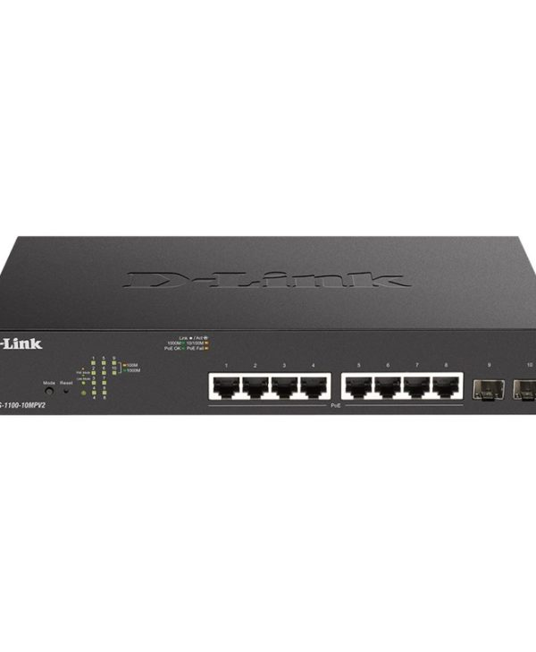 D-Link Gigabit 8-Port PoE+ 2-Port+ 2xSFP+ Rackmount Managed Smart Switch DGS-1100-10MPV2