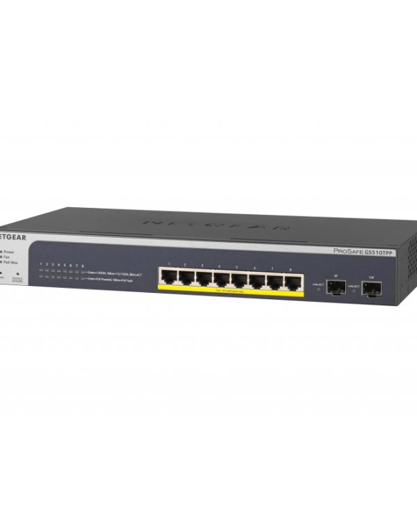 Netgear ProSafe GS510TPP Gigabit 8-Port + 2xSFP Rackmount Managed Smart Switch PoE GS510TPP-100EUS