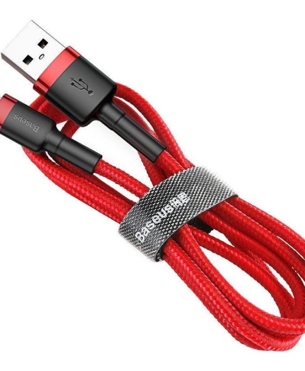 Baseus Cafule Series Braided Charging Cable USB-A Male To Lightning 0.5m Red CALKLF-A09
