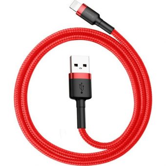 Baseus Cafule Series Braided Charging Cable USB-A Male To Lightning 0.5m Red CALKLF-A09 - Image 3