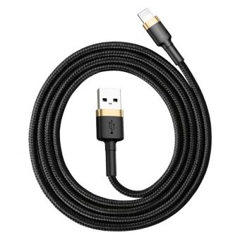 Baseus Cafule Series Braided Charging Cable USB-A Male To Lightning 1m Gold CALKLF-BV1 - Image 2