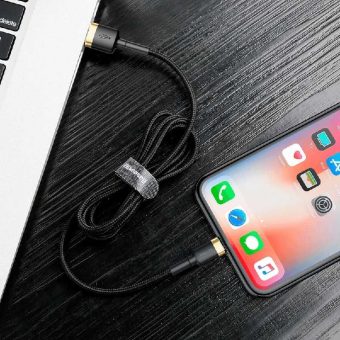 Baseus Cafule Series Braided Charging Cable USB-A Male To Lightning 1m Gold CALKLF-BV1 - Image 7