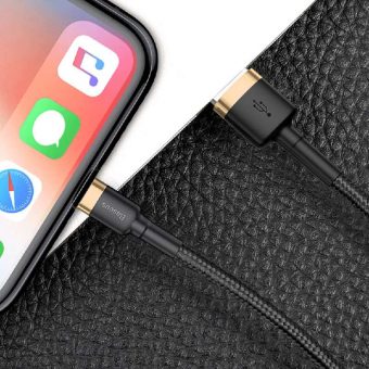 Baseus Cafule Series Braided Charging Cable USB-A Male To Lightning 1m Gold CALKLF-BV1 - Image 8