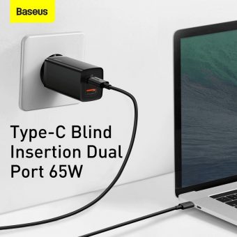 Baseus GaN Charger 65W USB-A/C Black CCGAN2L-B01 - Image 3
