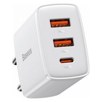 Baseus Wall Charger 30W 2 x USB-A + USB-C White CCXJ-E02