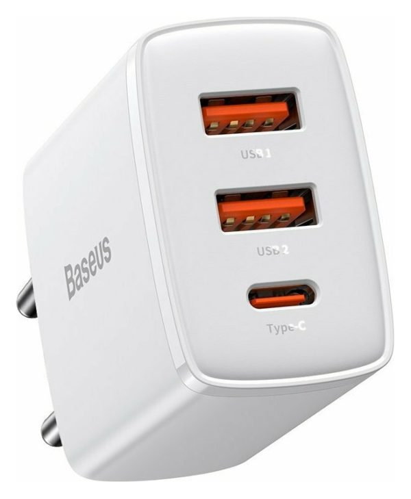 Baseus Wall Charger 30W 2 x USB-A + USB-C White CCXJ-E02