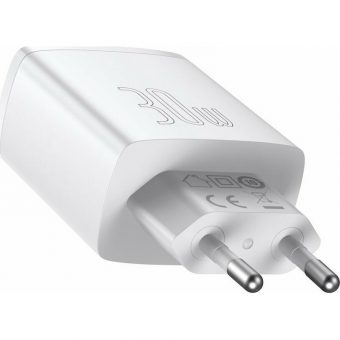 Baseus Wall Charger 30W 2 x USB-A + USB-C White CCXJ-E02 - Image 3
