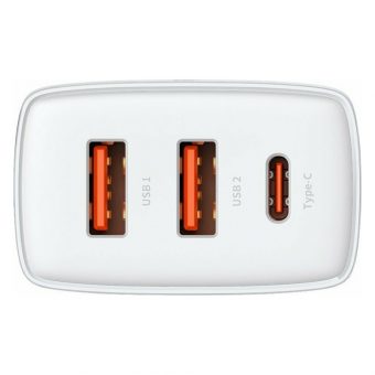 Baseus Wall Charger 30W 2 x USB-A + USB-C White CCXJ-E02 - Image 4