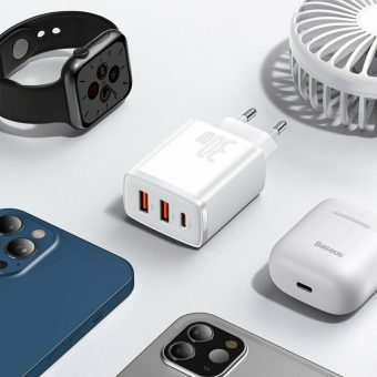 Baseus Wall Charger 30W 2 x USB-A + USB-C White CCXJ-E02 - Image 7