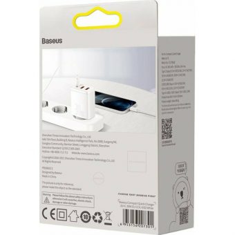 Baseus Wall Charger 30W 2 x USB-A + USB-C White CCXJ-E02 - Image 9