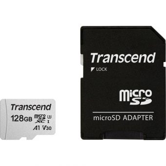 Transcend 300s MicroSDXC 128GB UHS-I U3 A1 V30 C10 + SD Adapter TS128GUSD300S-A