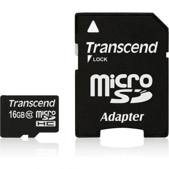 Transcend MicroSDHC 16GB UHS-I C10 + SD Adapter TS16GUSDHC10