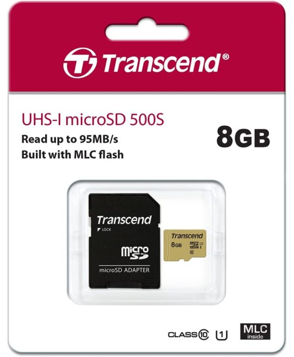 Transcend 500s MicroSDHC 8GB UHS-I U1 C10 TS8GUSD500S
