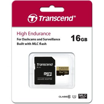 Transcend High Endurance MicroSDHC 16GB UHS-I U1 C10 + SD Adapter TS16GUSDHC10V