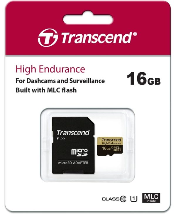 Transcend High Endurance MicroSDHC 16GB UHS-I U1 C10 + SD Adapter TS16GUSDHC10V