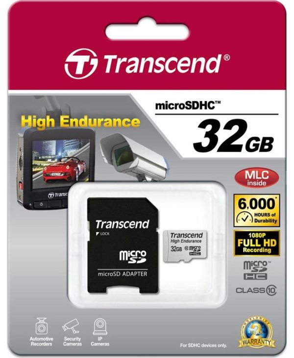 Transcend High Endurance MicroSDHC 32GB UHS-I U1 C10 + SD Adapter TS32GUSDHC10V