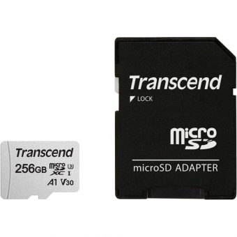 Transcend 300s MicroSDXC 256GB UHS-I U3 V30 A1 C10 + SD Adapter TS256GUSD300S-A