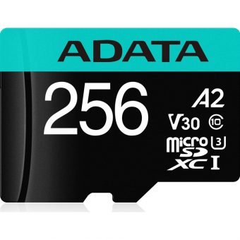 ADATA Premier Pro microSDXC 256GB UHS-I U3 A2 V30 Class10 + SD Adapter AUSDX256GUI3V30SA2-RA1 - Image 2