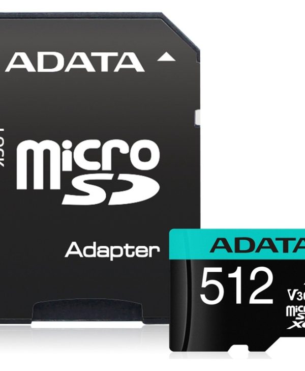 ADATA Premier Pro microSDXC 512GB UHS-I U3 A2 V30 Class10 + SD Adapter AUSDX512GUI3V30SA2-RA1