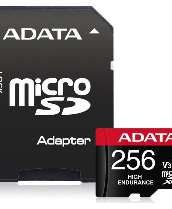 ADATA High Endurance microSDXC 256GB UHS-I U3 A2 V30 Class10 + SD Adapter AUSDX256GUI3V30SHA2-RA1