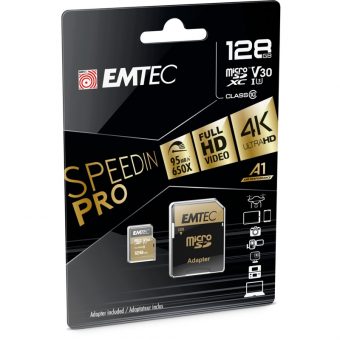 Emtec SpeedIN Pro microSDXC 128GB UHS-I U3 A1 V30 Class10 + SD Adapter ECMSDM128GXC10SP - Image 2