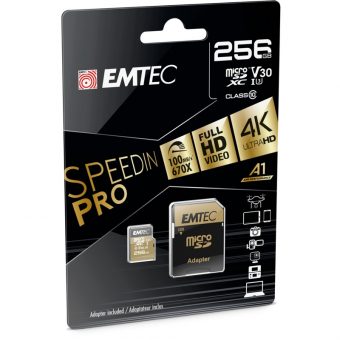 Emtec SpeedIN Pro microSDXC 256GB UHS-I U3 A1 V30 Class10 + SD Adapter ECMSDM256GXC10SP - Image 2
